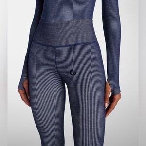 NTW CORDOVA Stowe indigo blue stripe ski base layer bottom leggings XS S Small